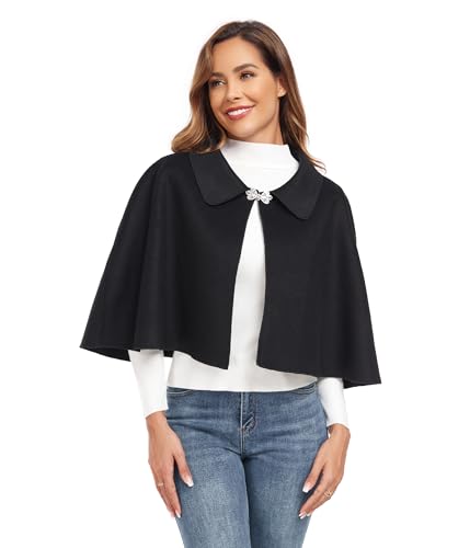 Women Capelet Shawl Short Cloak Cape Warm Poncho Fall Winter Soft Shawl Cover Up3