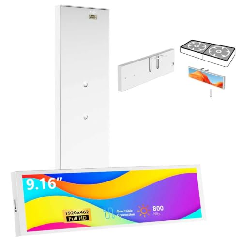 Image of 9.16 inch Computer Temp Monitor, FHD 1920x462 PC Sensor Panel One-Cable Connection(No HDMI Needed), Stretched Bar LCD Dynamic Theme Supported, IPS Mini Secondary Screen for CPU RAM HDD Data, Windows Only