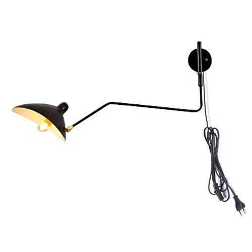 360 Swivel Black Shades decoración de la pared de iluminación aplique de pared con interruptor enchufe cable decoración pared iluminación pared interior columpio metal brazo largo giratorio lámpara