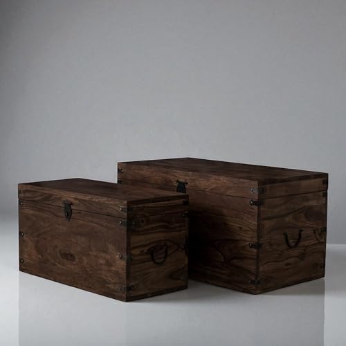 Image of The Attic Georgia Storage Box, Multipurpose Cabinet for Living Room & Bed room Storage, Solid Wood Classy storage, Walnut Matte Finish