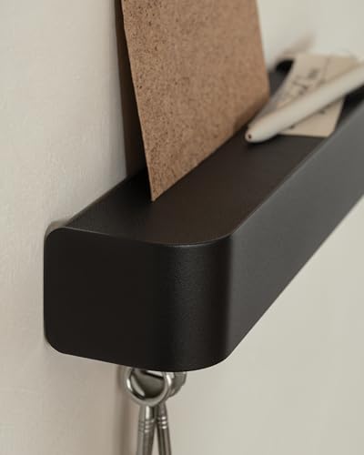 KAZAI. Wieszak na klucze 'Tone' | Minimalistyczny design wieszaków na klucze z Berlina | Nowoczesny uchwyt z metalową półką | Tablica jako mebel przedpokoju na ścianę | Czarny