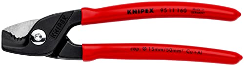 KNIPEX Stepcut Cable Shears with Plastic Coating 160 mm, 95 11 160, Red With Burnished Finish - Image 3