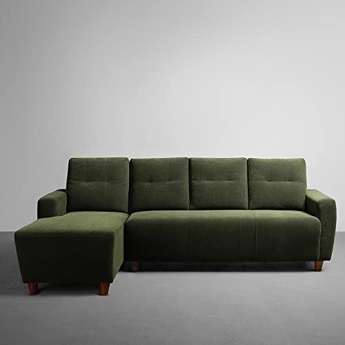 Image of Sleepyhead Yolo Designed by Duroflex - 3 Seater Sofa, LHS L Shape Sofa Set |Premium Fabric, Plush 3-Layer Cushioning |Modern Buttonless Tufted & Anti-Sag Comfort |3 Years Warranty - Avocado Green