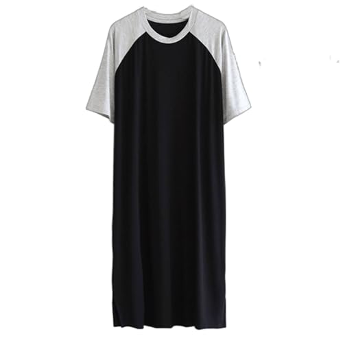 Mens Nightgown Short Sleeve Soft Lounge Sleep Henley Shirt Pajama Nightshirt Comfy Nightwear