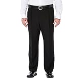Haggar Men's Big-Tall Repreve Stria Pleat Front Dress Pant, Black, 46x29