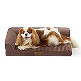 Cosy Kiss OrthopäDisches Hundebett Für MittelgroßE Hunde, Hundesofa Mit StüTzender Schaumstoffpolsterung, Wasserdichtem Bezug Und Rutschfester Unterseite, U-Form, Braun