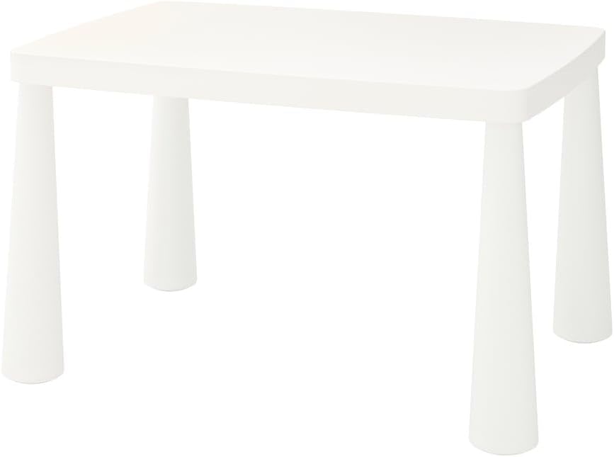 Children's Table, White Indoor Outdoor Kids Play and Activity Table, Lightweight Durable UV-Protected Polypropylene Furniture for Crafts, Drawing, Snacks or Garden Picnic, 30.38 x 21.63 x 18.88 Inches
