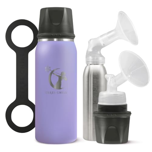 Image of Breastmilk Chiller Reusable Storage Container by CERES CHILL | Keeps Milk Safe for up to 20 Hours | Connects w/Major Pumps (1 Chiller, Ultra Violet)