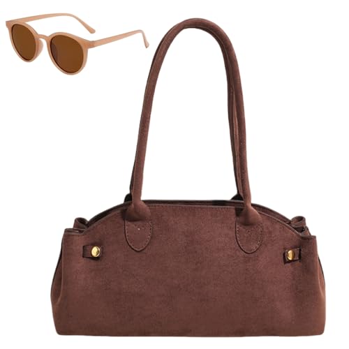 Faux Suede Top Handle Hobo Handbag, Casual Vintage Underarm Bags, Large Capacity Trendy Classic Shoulder Bag for Women