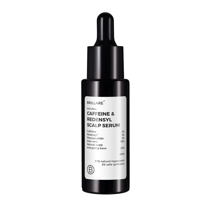 Brillare Caffeine & Phytopeptide Scalp Serum - 3% Redensyl, 2% Caffeine, 5% Phytopeptide, Hair Growth Serum for Men & Women, with Natural Ingredients, Controls Hair Fall, Stimulates Hair Growth, 30 ML