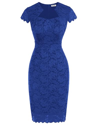 Image of GRACE KARIN Cocktail Dresses for Women Cap Sleeve Lace Dress | Business Casual, Semi Formal Pencil Dress for Wedding Guest, derby, party, banquet, Elegante, Spring Summer, bodycon dress