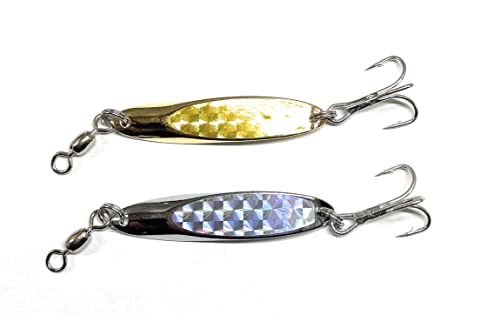 (2 Pack) Heavy Surf Casting Spoon Saltwater Fishing Lure. Mackerel and Bluefish Fishing Spoons. Surf Fishing Spoons for surf Casting or trolling. Bonito Bluefish & Spanish Mackerel Fishing Lure