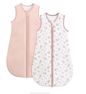 JiAmy 1.5 TOG Baby Sleeping Bag Cotton Sleep Sack Pink Flowers 0-6 Months