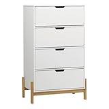 Walker Edison Freja Scandi Minimalist 4-Drawer Solid Wood Dresser, 46 Inch, White