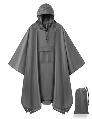 salamra Hooded Rain Poncho Waterproof Raincoat Jacket with Pocket for Men/Women/Adults