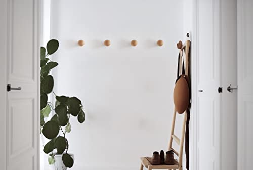 anaan Mushroom Wall Hooks Wood Round Coat Hook Wooden Hangers for Clothes Scarf Hat Bag Towel Wall Mounted for Hallway Kitchen Bathroom and Bedroom Decoration Design (Set of 4 Beech) - Image 3