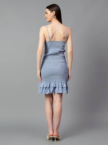 Image of KOTTY Women's Solid Sleeveless Zen Blue Causal Dress