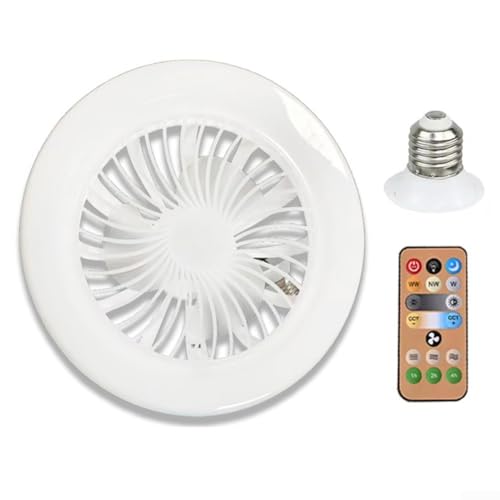 Mini ventilador de techo E27 con control remoto y tres opciones de iluminación, complemento perfecto para dormitorios pequeños o dormitorios (B)