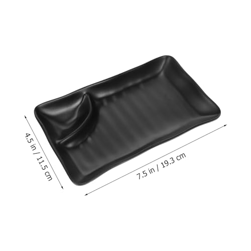 Plato para Sushi de Melamina Negro con Compartimento para Salsa miniatura 2