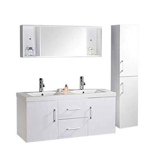 GRAFICA MA.RO SRL Meuble Salle DE Bain Model White Malibu 120 cm Double Vasque Luxe Beau Meuble Double Vasque