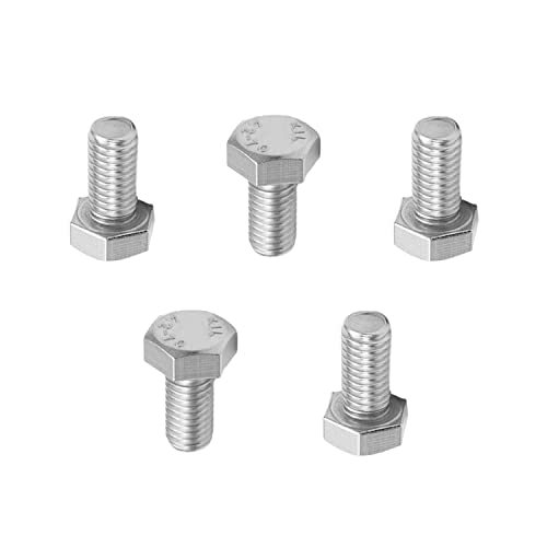 Image of Bettomshin 10Pcs M8 x 16mm Hex Bolts, 304 Stainless Steel 1.25mm Thread Pitch Fully Threaded Metric Hex Head Screw Bolts, Hexagon Screw Bolt, Hex Tap Bolts, Silver, A2-70 (Overall Size 21.3x13x13mm)