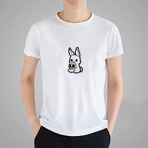 Rabbit Iron On Patches For Clothing Decorations, Easter Goth Punk Rock Halloween Skull Sewing On Embroidered Patch Decor Appliques For Jackets Jeans Dress Bag Hat, Diy Accessories Decoration, White #TOP4