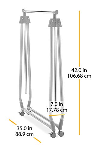 Whitmor Foldable Garment Rack - Rolling Clothes Hanger - Adjustable Height