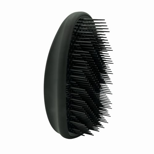 PARSA Beauty Cepillo desenredante profesional sin mango (negro) – Cepillo desenredante para cualquier pelo – Cepillo de pelo sin tirones – Cepillo antiestático con 4 niveles de cerdas – Desenredador