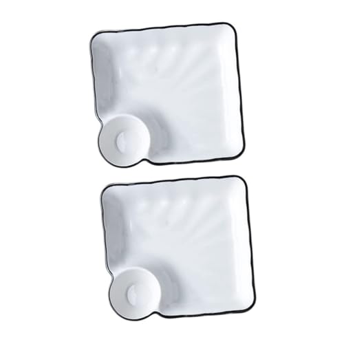 CIYODO 2pcs Dumpling Plate Serving Dishes Fruit Dip Dumpling Dip Plate Dumpling Sauce Snack Serving Tray Porcelain Sushi Plates Sushi Saucer Tray Japanese Dip Plate Dumpling Tray Ceramics
