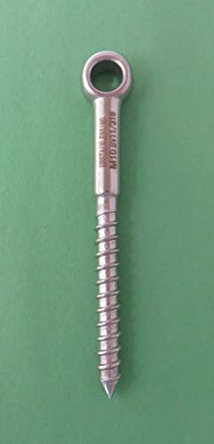 Image of US STAINLESS 2 Pieces Stainless Steel 316 M10 Lag Screw Eye Bolt Forged 10mm x 100mm Marine Grade