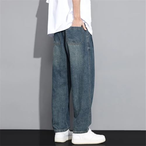 Men's Harajuku Loose Solid Color Casual Wide Pants Straight Trousers Denim Jeans2