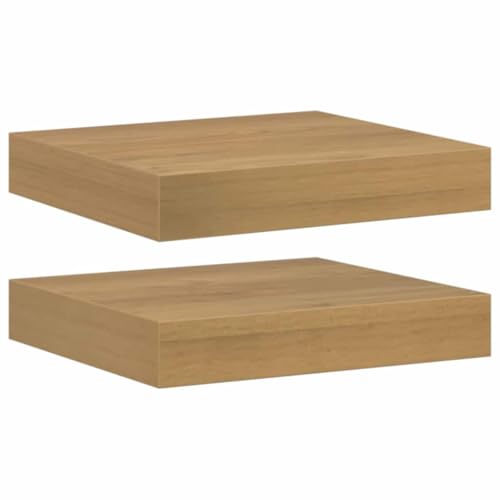 Étagère flottante moderne marron lot de 2 structures rectangles en bois mural - 2