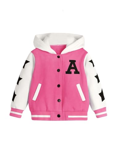 Floerns Toddler Girl's Graphic Print Long Sleeve Hoodie Jacket Kids Varsity Jacket