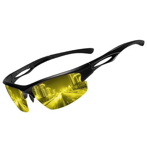 Night Driving Glasses for Men,night vision glasses for driving Women with Yellow Polarized Lenses, TR90 Frame