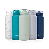 Ello Cooper 22oz Stainless Steel Water Bottle with Straw and Carry Handle, Double Walled and Vacuum Insulated Metal, Leak Proof Locking Lid with Soft Silicone Spout, Reusable, BPA Free, Sage