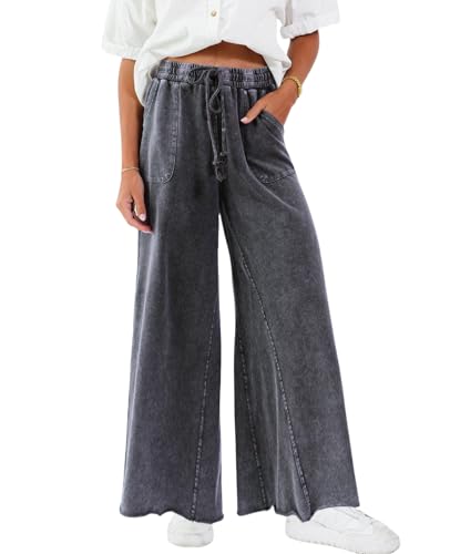 Women Wide Leg Sweatpants Jeans High Waist Baggy Trouser Loose Boyfriend Denim Pants Y2K