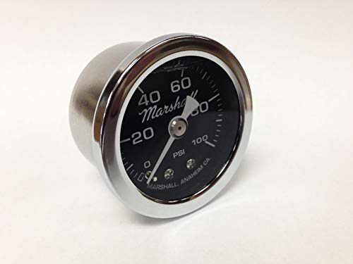 Marshall Instruments MS00100 0-100 PSI Stainless steel case, black dial, white print, white pointer