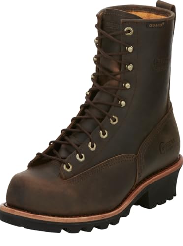 Chippewa Paladin 8' Waterproof Insulated Steel Toe Logger Boot, Men's Work Boot, Electrical Hazard, Oil & Slip Resistant, Bay Apache - 13 M