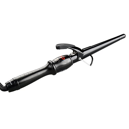 MHU Curling Iron with Pro Tourmaline Ceramic Tapered 25mm-19mm Diameter, Hair Curling Wand Travel Black Barrel, Hair Salon Curler Waver Maker, with Stand Rotation Cord Anti-scald Cool Tip