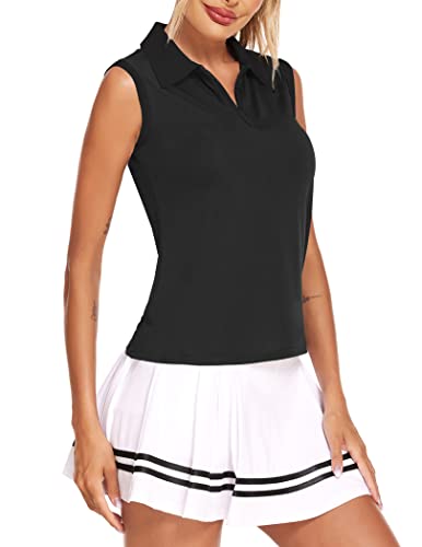 Image of COOrun Women's Golf Polo T Shirts Lightweight Moisture Wicking Sleeveless Shirt Quick Dry Zipper Tank Top