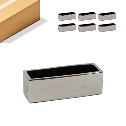 WGVI Long Rectangle Ceramic Planter Vase in Silver 12" x 4" x 4"H, Block Rectangular Terrarium Box Pot, Flower Arrangement, Table top Centerpiece, Home Decor Organization Storage Container, 6 Pcs.