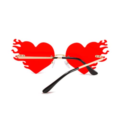 ENTHYI Melting Heart Flame sunglasses Women/men Trendy Rimless Party Cute Prom Glasses Novelty Heart Fire Flame Eyewear2
