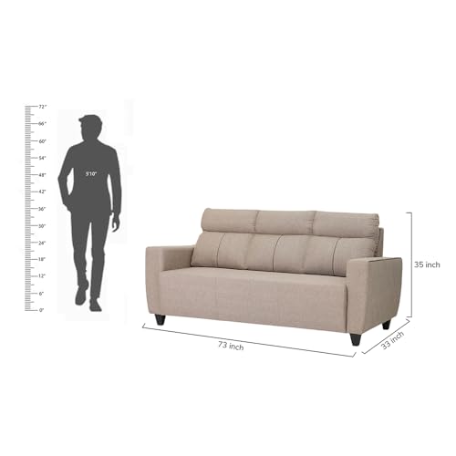 Image of Royaloak Mily Fabric 3 Seater Sofa | 3 Seater Sofa with Tufted Design, Square Armrest & Super Soft Cushions | Durable & Long-Lasting Sofa for Living Room with Modern Design & Tapered Legs