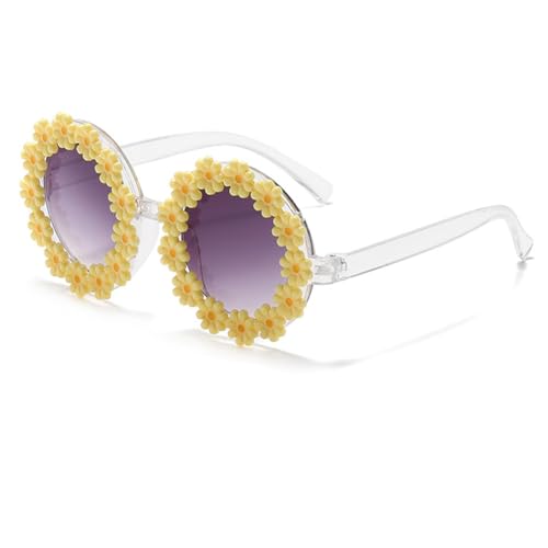 Women round Flower Sunglasses Flower Cute Glasses UV 400 Protection for Outdoor Beach