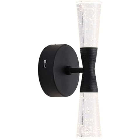 JoollySun Crystal Wall Sconce Light: Modern Black LED Wall Light Fixtures for Bathroom Living Room Bedroom Cover