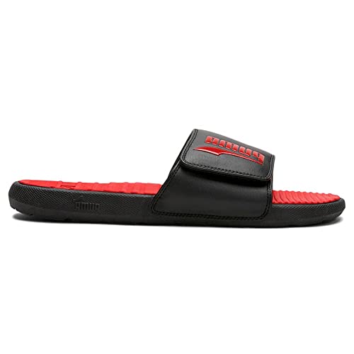 PUMA mens Cool Cat Slide Sandal, Black/High Risk Red, 12 US