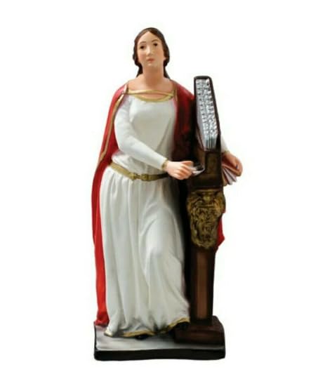Generico ArteSacraCaravaggio Statua di Santa Cecilia, cm 40 (15,74 inches) in resina decorata a mano di produzione artigianale italiana
