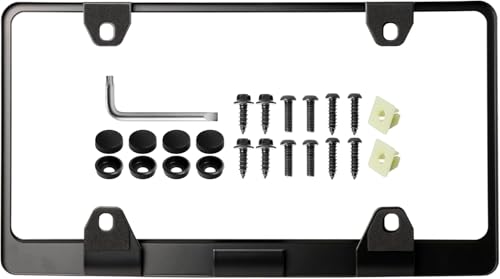 UNIQNOVATE Silver 3D Raised Letter License Frame Black Powder Coat UV Resistant Rust-Proof Steel Plate Holder Compatible with A3 A4 A5 A6 A7 A8 Q3 Q4 Q5 Q7 Etron S4 S6 S7 R8 TT RS4 RS6