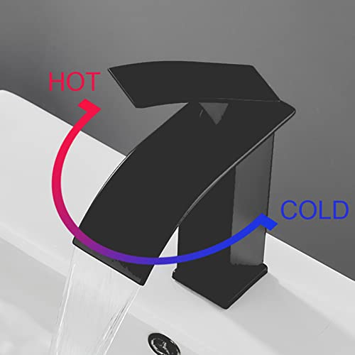 Robinet cascade noir monotrou en acier inoxydable pour lavabo - 3
