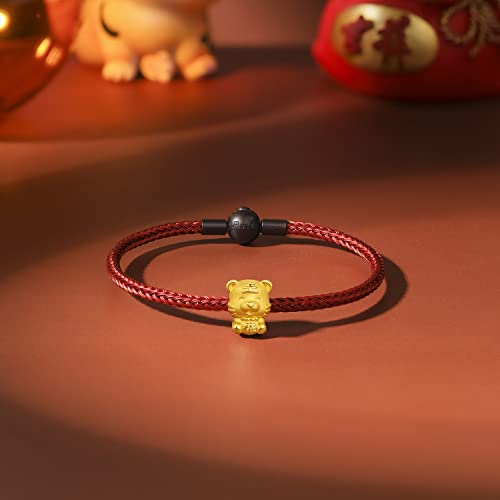24K Solid Gold Bracelet, Real Pure Gold Jewelry Charm Bracelet Dainty Lucky Chinese Zodiac Tiger Chain for Women Men Girlfriend4